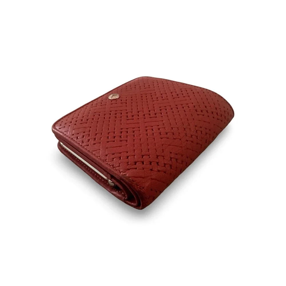 Mila Schön Italy Mauve Pink Textured Leather Bifold Clasp Wallet Soft